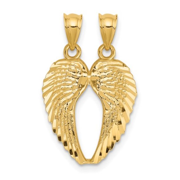 14k Yellow Gold Break Apart D/C Wings Pendants